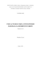 Utjecaj velikog udjela fotonaponskih elektrana na distributivnu mrežu