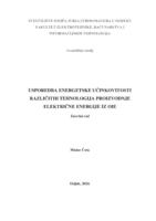 Usporedba energetske učinkovitosti različitih tehnologija proizvodnje električne energije iz OIE