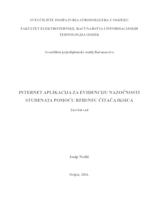 prikaz prve stranice dokumenta Internet aplikacija za evidenciju nazočnosti studenata pomoću RFID/NFC čitača iksica